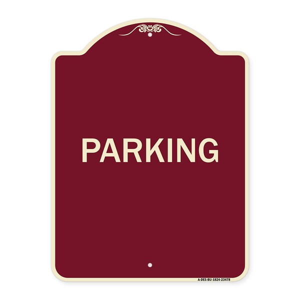 Designer Series Sign-Parking, Burgundy Heavy-Gauge Aluminum Sign, 24" x 18", BU-1824-23478